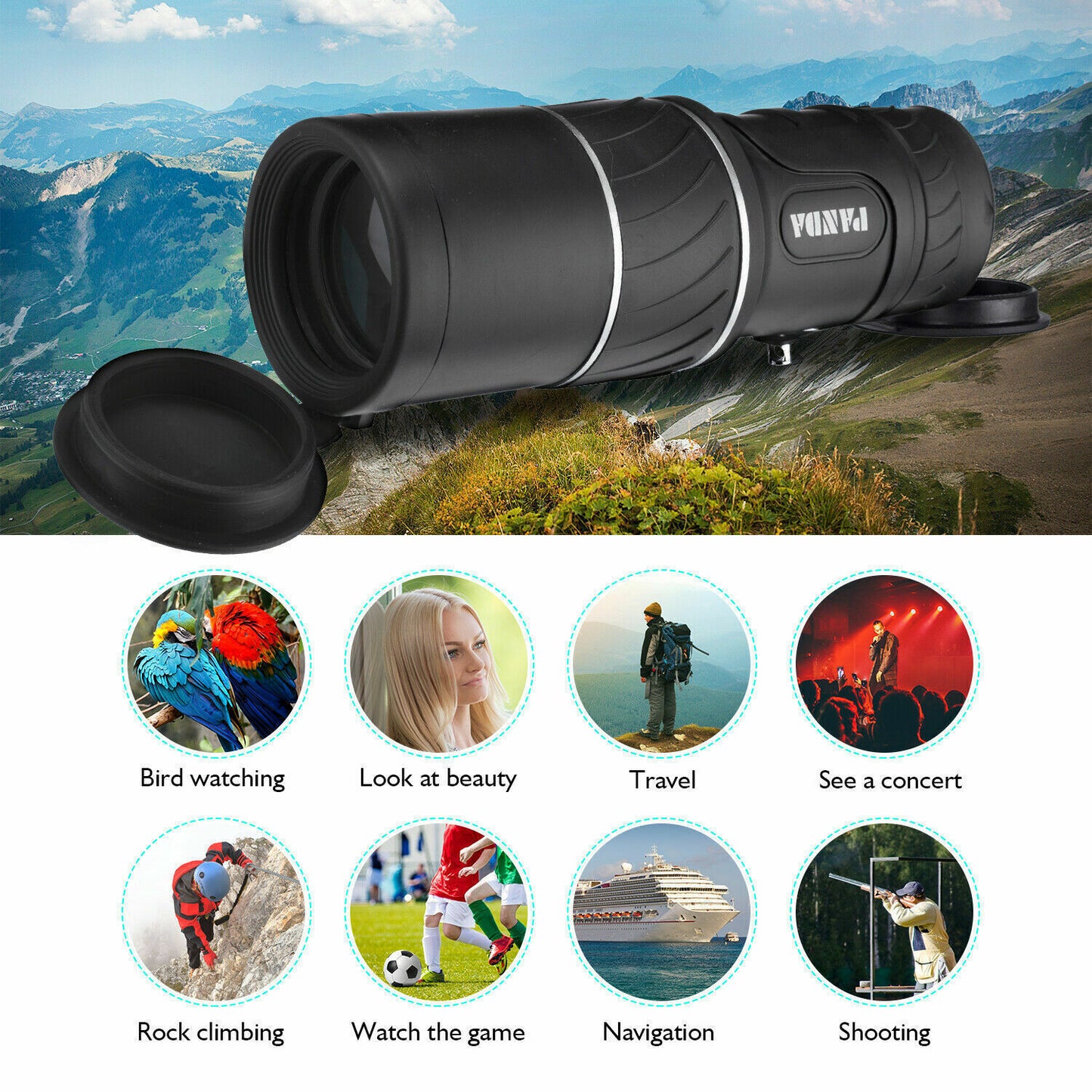 Télescope monoculaire optique HD 40x60 de vision nocturne et de jour pour la chasse et le camping, monoculaire portable étanche et antibuée, adapté à l'observation des animaux de la nature