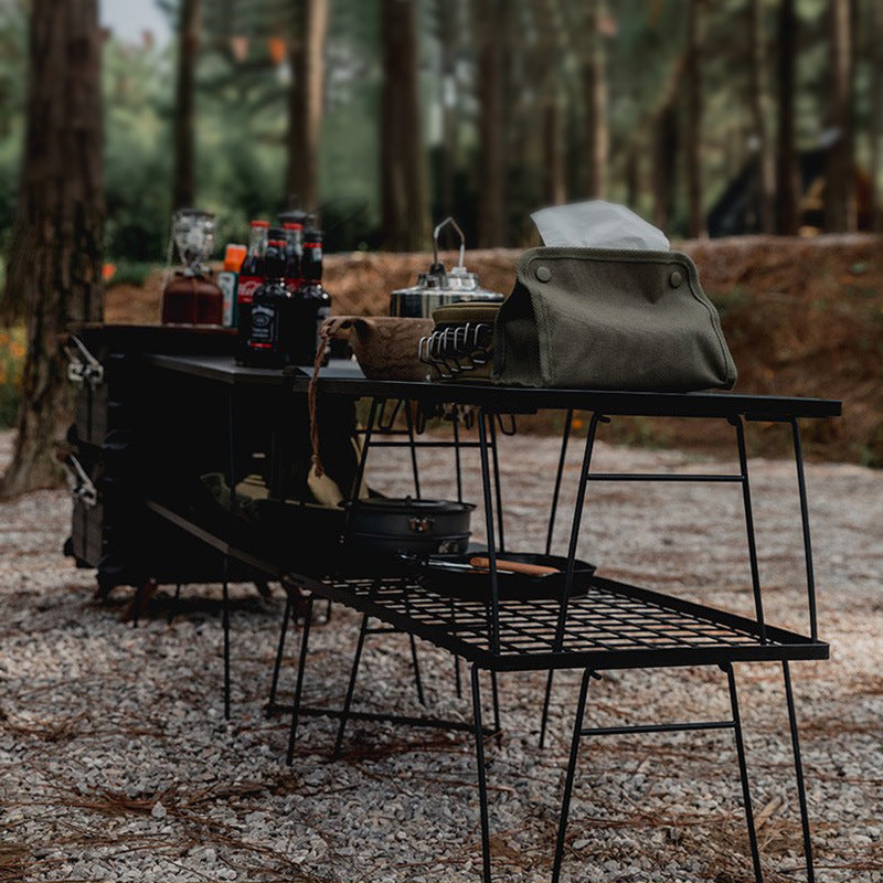 Table pliante en fer pour barbecue, pique-nique, camping, portable, extérieur