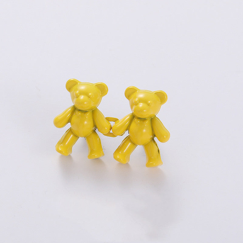 Cute Bear Pin Waist Clip Metal Snap Fastener Pants Pins Detachable Button Sewing-Free Buckle Jeans Reduce Waist Tighten Brooch