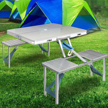 Table et chaise pliantes d'extérieur en une seule pièce Table pliante en alliage d'aluminium Table et chaise portables en alliage d'aluminium pour barbecue de camping domestique