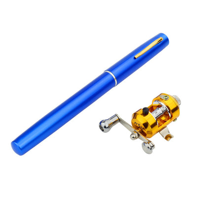 Genuine mini ice fishing pen pole fishing rod fishing rod with drum set, small sea pole portable fishing rod.