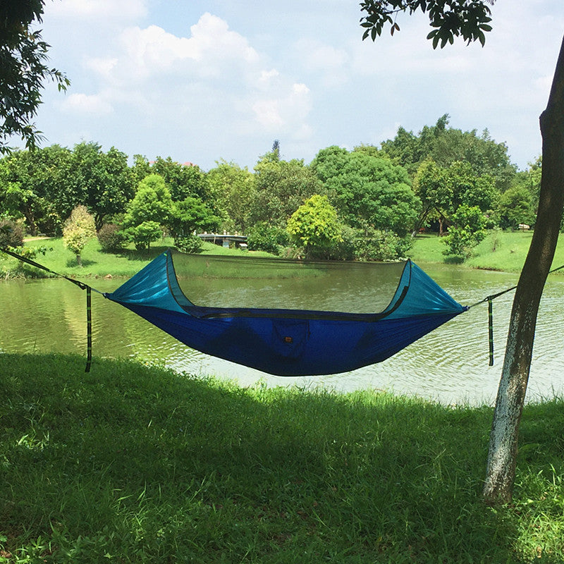 Hamac de camping extérieur anti-moustique avec protection solaire