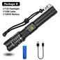 Super Bright Flashlight Zoomable USB Rechargeable Electric Torch 5 Modes Torch Outdoor Fishing Waterproof