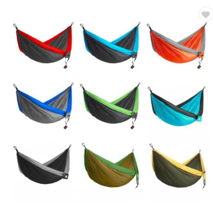 Hamac de camping en nylon de couleur assortie pour extérieur, balançoire d'extérieur simple 270 x 140