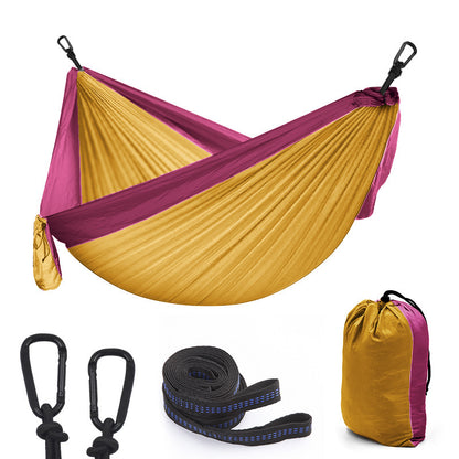 Hamac de camping en nylon de couleur assortie pour extérieur, balançoire d'extérieur simple 270 x 140