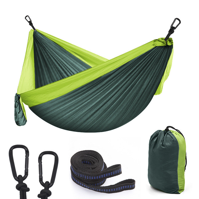 Hamac de camping en nylon de couleur assortie pour extérieur, balançoire d'extérieur simple 270 x 140