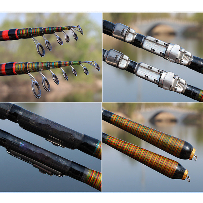 Telescopic Rock Fishing Rod Spinning Fly Carp Feeder Carbon Fiber Pesca Mini Travel Rod Reel Seat