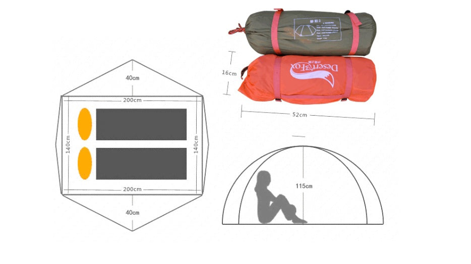 Tente de camping double protection solaire en plein air 