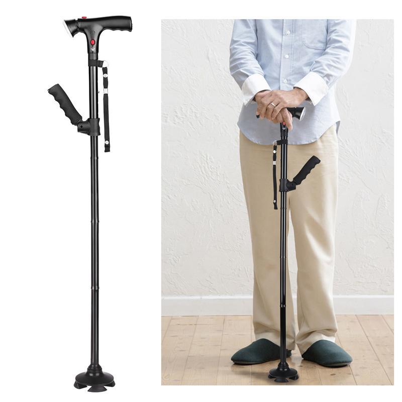 Foldable Crutch Foldable Adjustable Lightweight Aluminum Offset Walking Stick