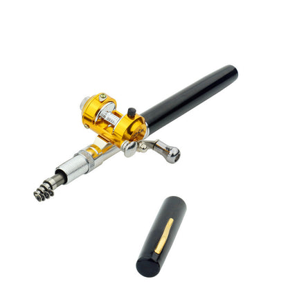 Genuine mini ice fishing pen pole fishing rod fishing rod with drum set, small sea pole portable fishing rod.