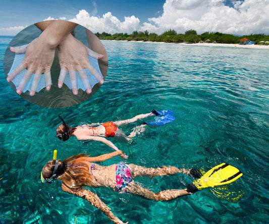 1 paire de ceintures de natation unisexes de type grenouille, palmes à main, gants palmés à la paume, pagaie