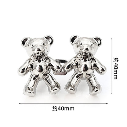 Cute Bear Pin Waist Clip Metal Snap Fastener Pants Pins Detachable Button Sewing-Free Buckle Jeans Reduce Waist Tighten Brooch