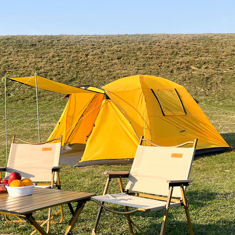 Tente de camping extérieure pliable et épaisse pour quatre personnes, résistante à la pluie et au soleil