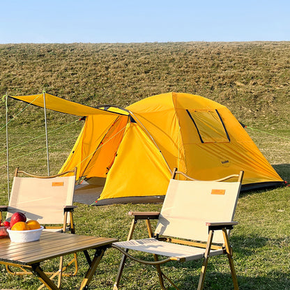 Tente de camping extérieure pliable et épaisse pour quatre personnes, résistante à la pluie et au soleil