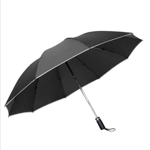 Parapluie inversé de voyage portable coupe-vent pliable, parapluie à fermeture automatique à 10 baleines, bandes réfléchissantes pour la sécurité nocturne