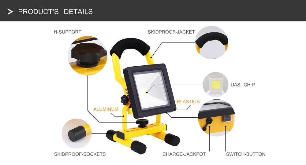 Ultrathin rechargeable led flood light 10W waterproof IP65 portable Spotlight Outdoor Floodlight lamp camping light