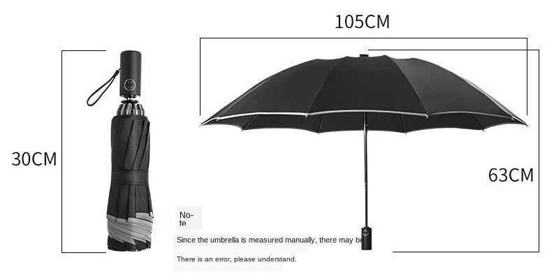 Parapluie inversé de voyage portable coupe-vent pliable, parapluie à fermeture automatique à 10 baleines, bandes réfléchissantes pour la sécurité nocturne