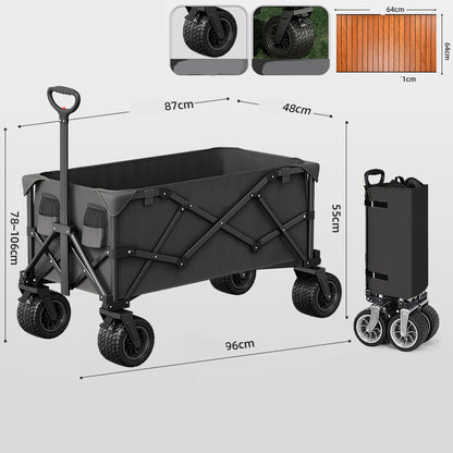 Chariot de camping pliable pour extérieur, poussée à la main, pique-nique, tige de traction