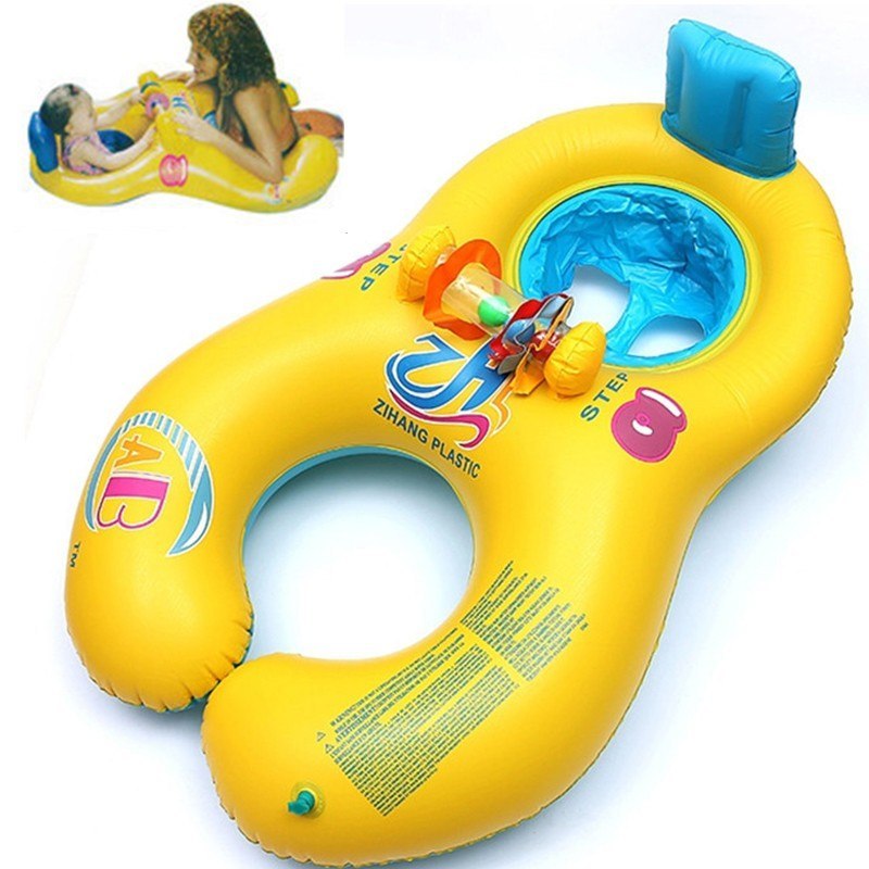 Anneau de natation parent-enfant Matériau vert Anneau de natation double mère et enfant Anneau de natation pour enfants en option à motifs multiples