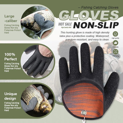 Gants de pêche antidérapants pour protéger les mains des éraflures et des perforations - Gants de chasse en latex pour pêcheur professionnel - Gauche et droite