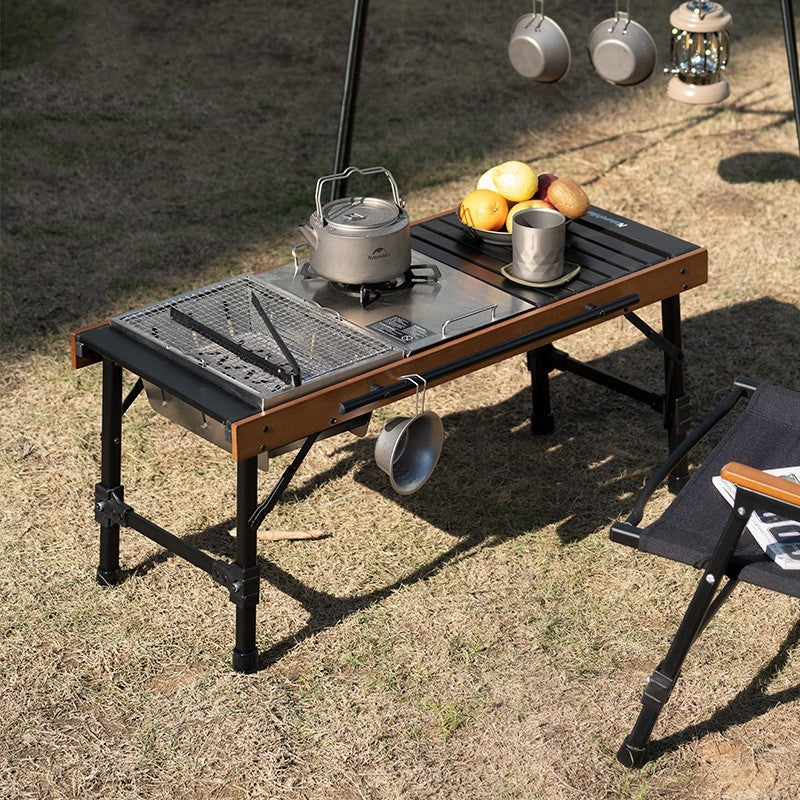 Table pliante d'extérieur en bois de hêtre pour camping, barbecue, pique-nique