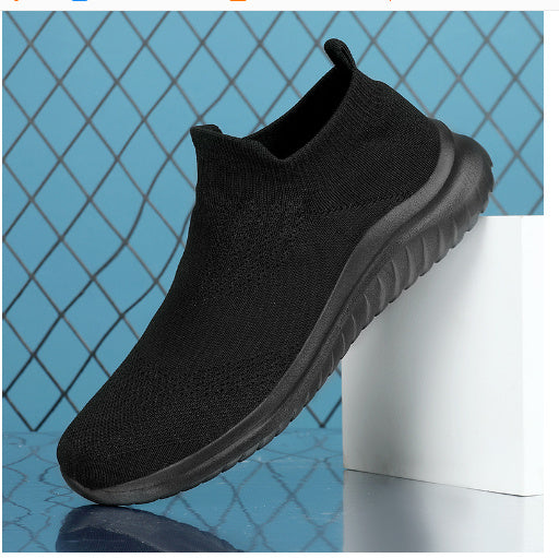 Baskets Flying Knit pour hommes, chaussures blanches en maille, baskets décontractées noires