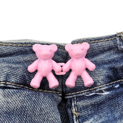 Pince à taille en forme d'ours mignon, bouton-pression en métal, épingles à pantalon, bouton détachable, boucle sans couture, jean, réduit la taille, resserre la broche