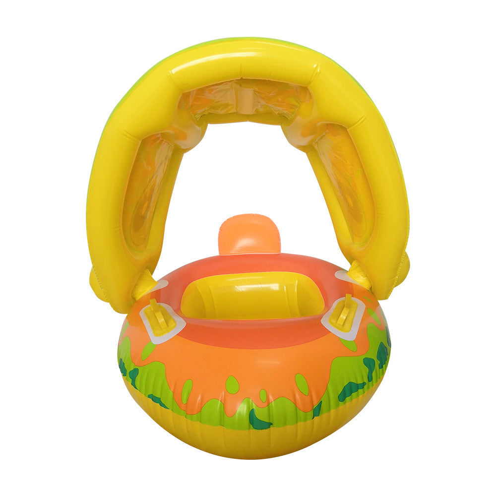 Anneau de natation pour enfants Anneau de siège à auvent amovible gonflable Anneau de natation pour bébé en PVC Baignoire pour enfants avec jouets pare-soleil