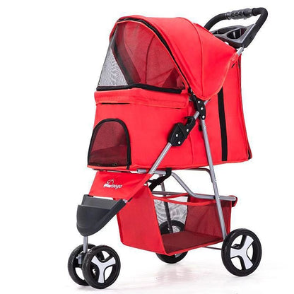 Lightweight Folding Pet Trolley Dogs And Cats Dog Out Stroller Three-wheeled Pet Stroller Dog Out Stroller Supplies