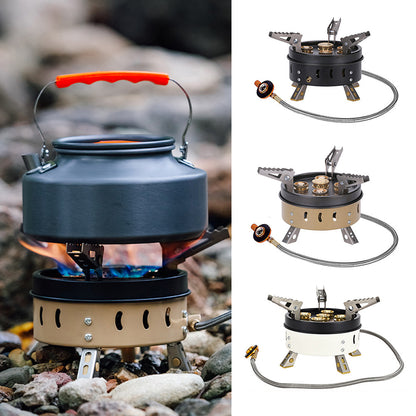 Portable Windproof Camping Cookout Gas Stove Holder Set