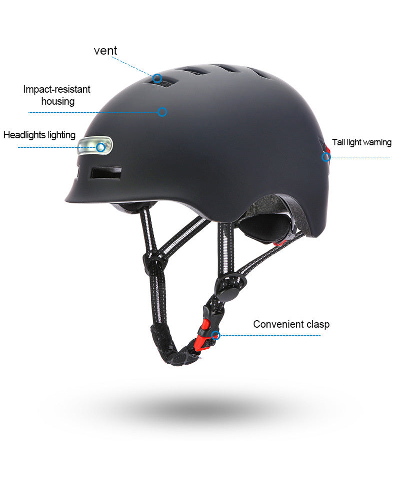 Casque de sécurité pour skateboard, vélo, véhicule électrique, éclairage d'avertissement, lumière intelligente, sport