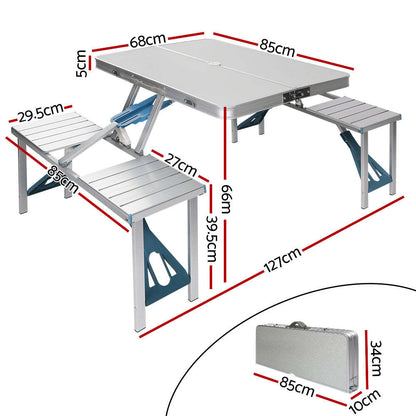 Table et chaise pliantes d'extérieur en une seule pièce Table pliante en alliage d'aluminium Table et chaise portables en alliage d'aluminium pour barbecue de camping domestique