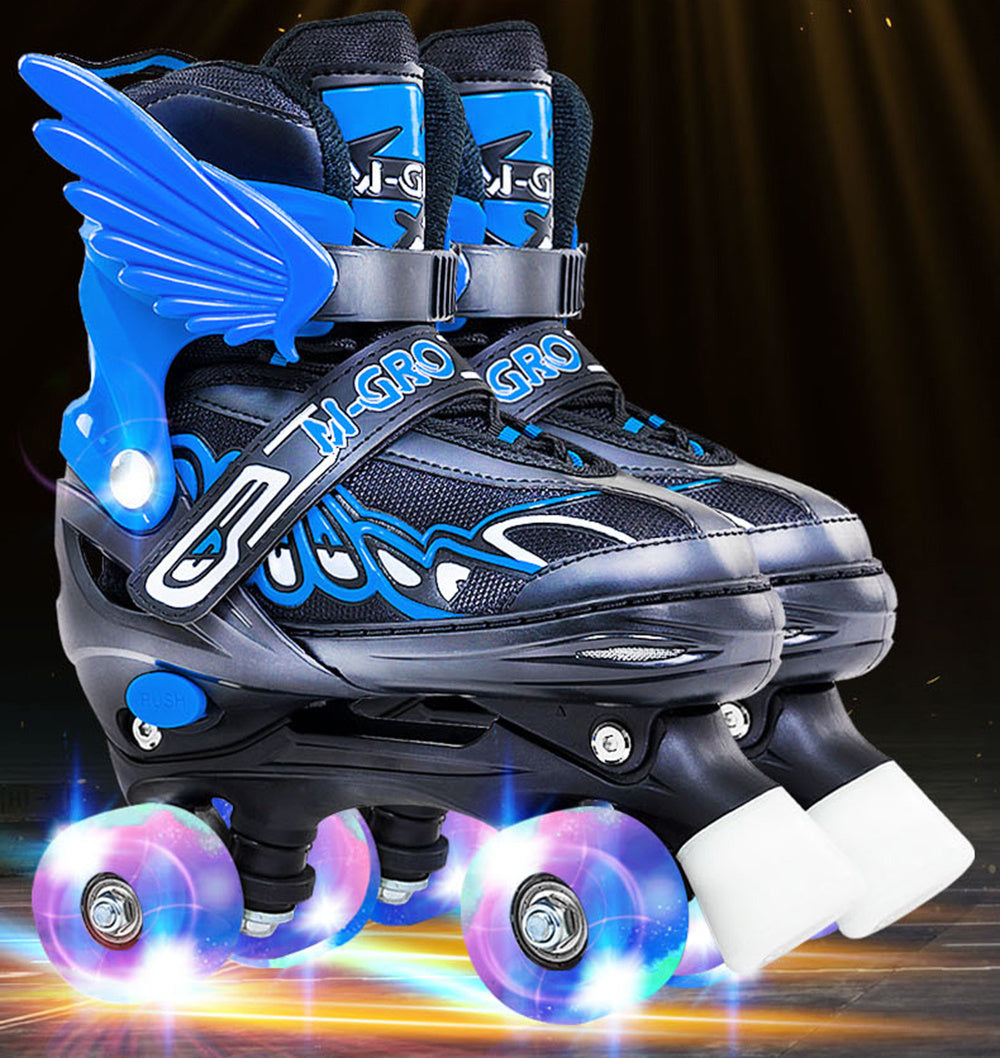 Patins à roulettes réglables pour enfants, patins à roulettes pour garçons et filles, patins à roulettes à 4 roues pour sports de plein air