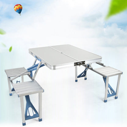 Table et chaise pliantes d'extérieur en une seule pièce Table pliante en alliage d'aluminium Table et chaise portables en alliage d'aluminium pour barbecue de camping domestique