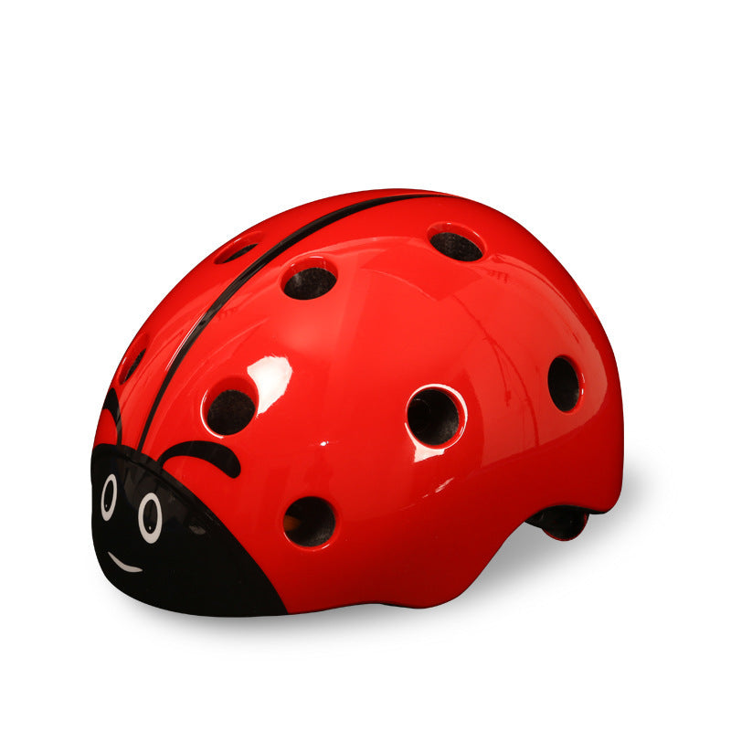 Casque de sécurité de vélo pour enfants, casque d'équitation réglable en forme de coccinelle.