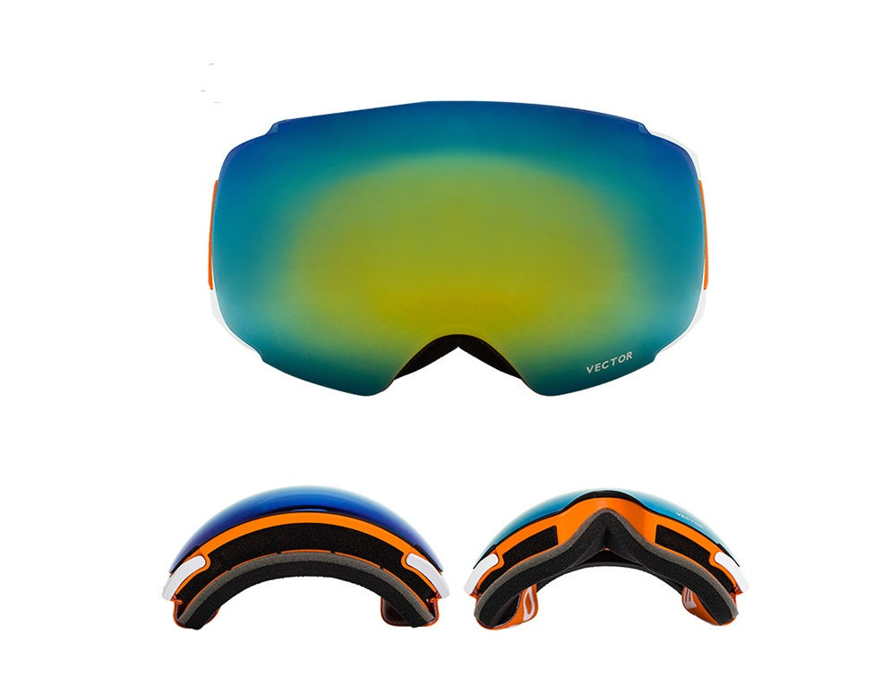 Lunettes de ski Compass pour hommes et femmes, lentille double couche, surface sphérique antibuée avec aimants, lunettes d'alpinisme interchangeables