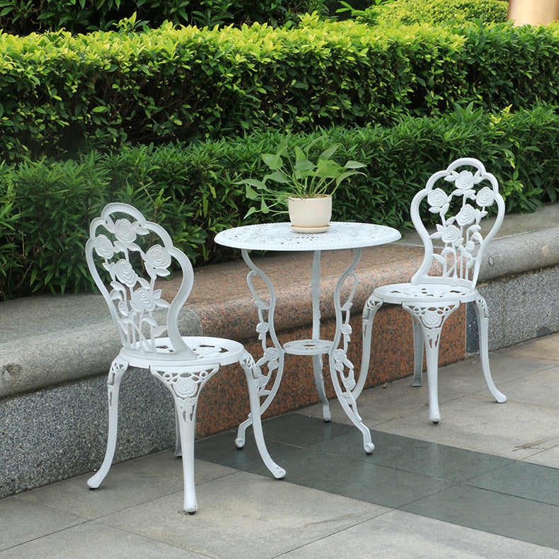 Outdoor Iron Table And Chair Courtyard Balcony Dining Chair Three-piece Set Combination