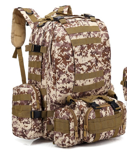 Men's Travel Backpack Oxford Cloth Outdoors Backpack Army Camouflage Tactics Double Shoulder Bag Mountaineering Large Combination Backpack