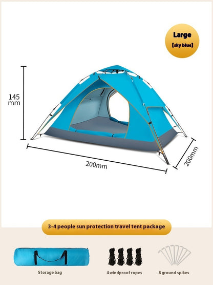 Tente de camping en tissu Oxford à double couche pour 3 à 4 personnes