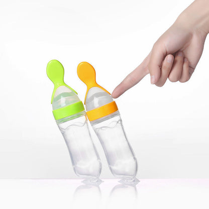 Biberon en silicone avec cuillère en pâte de riz pour bébé, biberon en silicone avec cuillère en pâte de riz, complément alimentaire pour bébé, biberon d'entraînement en pâte de riz