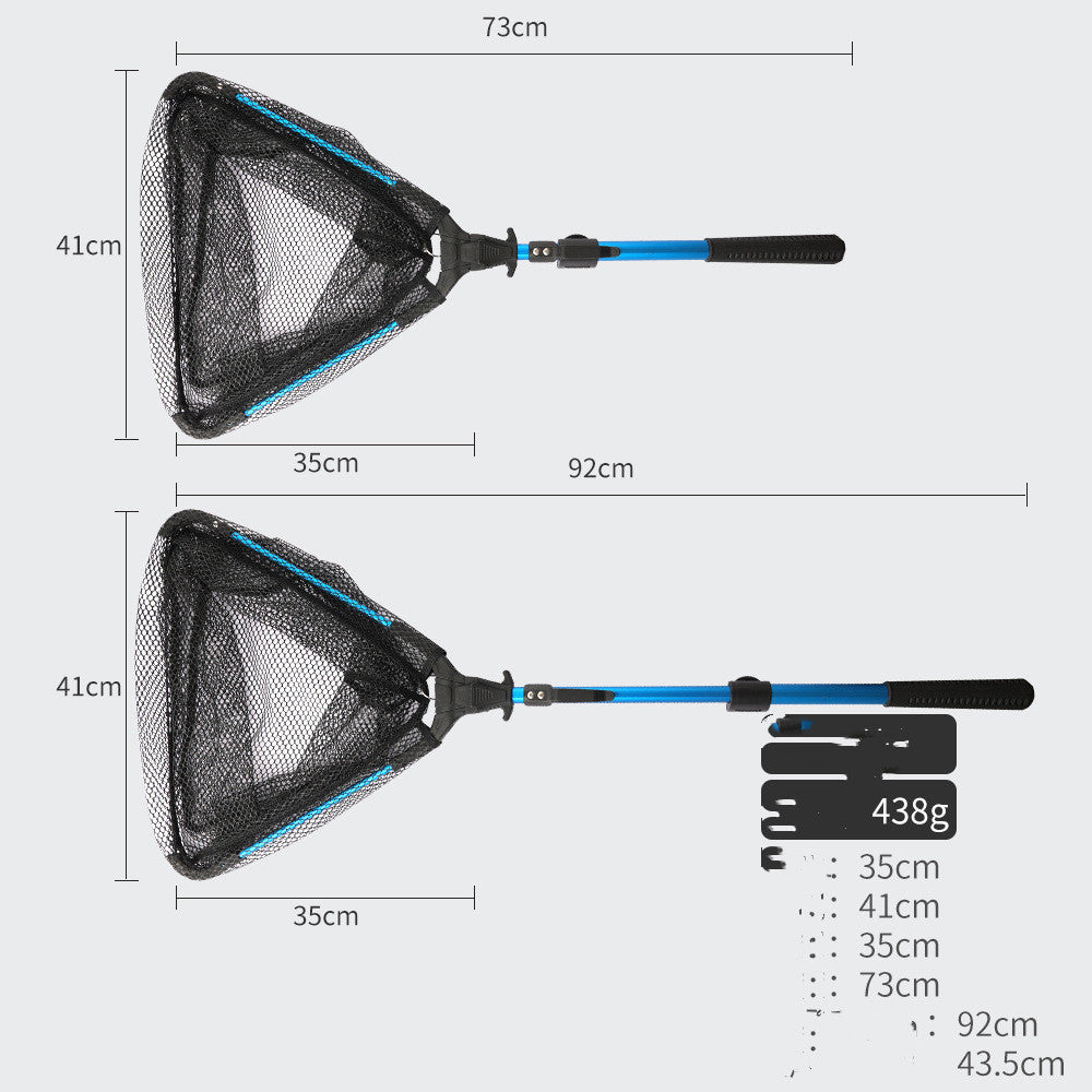 Filet de pêche à la main pliable en alliage d'aluminium rétractable triangulaire