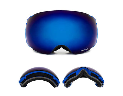 Lunettes de ski Compass pour hommes et femmes, lentille double couche, surface sphérique antibuée avec aimants, lunettes d'alpinisme interchangeables