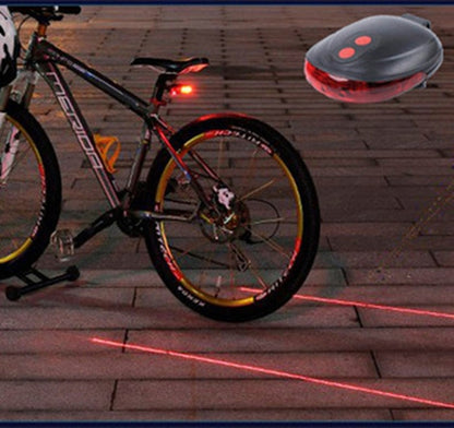 Feu arrière de vélo 5 LED 2 lasers