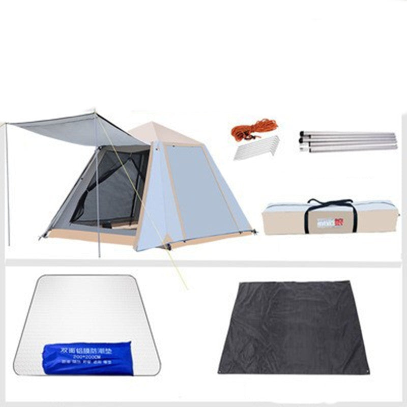 Tente de camping en plein air entièrement automatique à ouverture rapide pour camping, plage, protection solaire, épaississement, tempête de pluie, double couche, poteau en aluminium