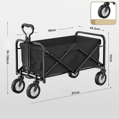 Chariot de camping pliable pour extérieur, poussée à la main, pique-nique, tige de traction