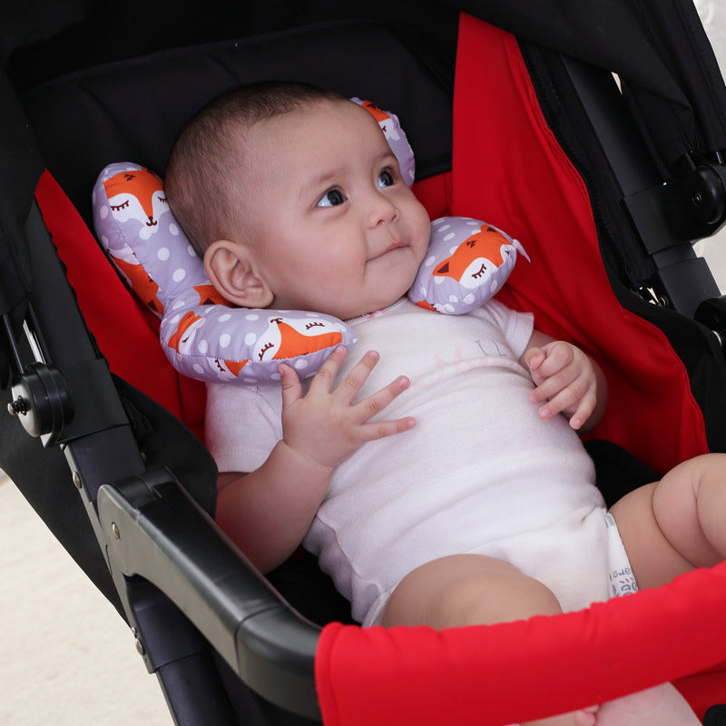 Coussin de voyage en forme de U pour bébé avec motif de dessin animé mignon pour siège de voiture