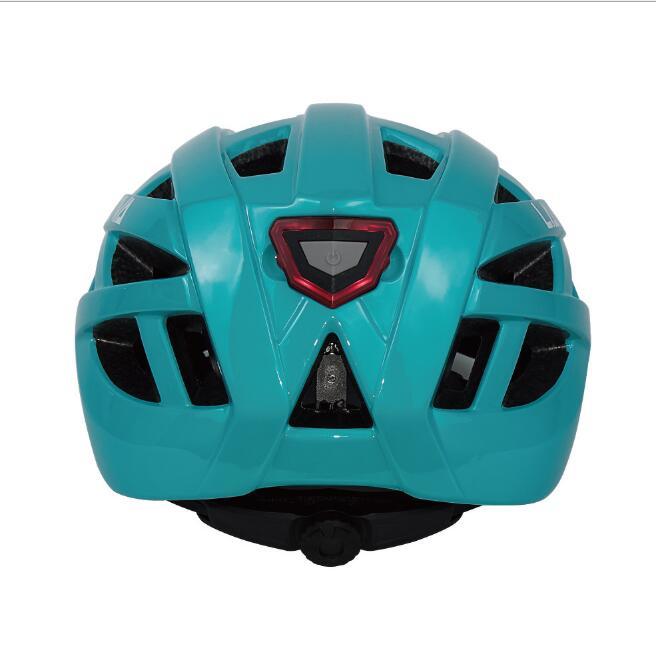 Male and female one-piece bicycle riding helmet with light