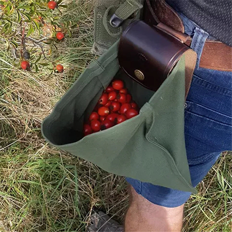 Sac de recherche de champignons en cuir, pochette de recherche de champignons en toile pliable pour la randonnée, le camping, la chasse