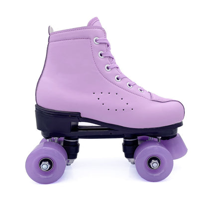 Patins à roulettes violets en cuir à double rangée