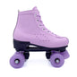 Double-row Leather Purple Roller Skates